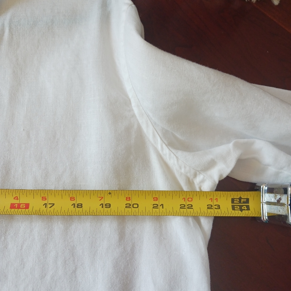 Lands' End White Linen Button Front Shirt sz 14 EUC - Picture 5 of 6